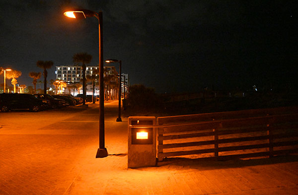 Sea turtle friendly streetlights and walkway lights in Jacksonville, FL.